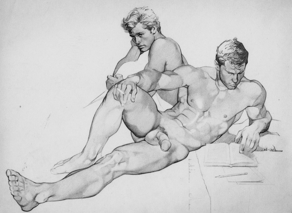 Рисунки карандашом голых мужиков